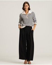 IDA+S - Ines Merino Stripe Quarter-Zip Knit