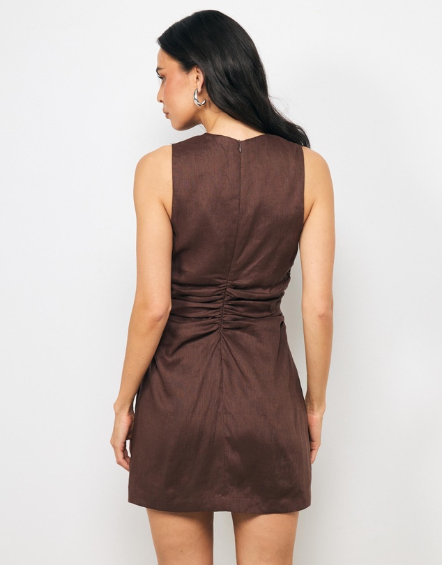 AERE - Salo Ruched Linen Mini Dress
