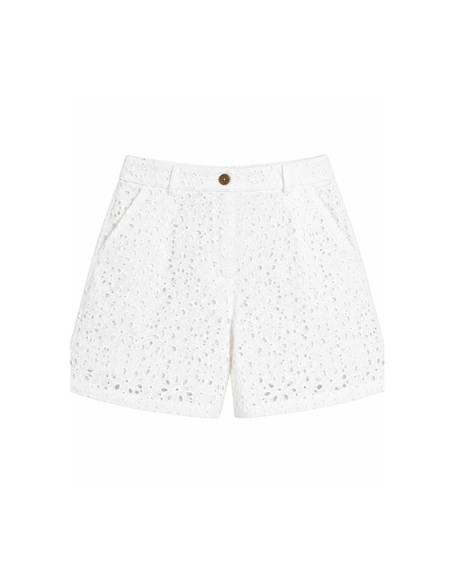 Emme | Max Mara Group - White Broderie Anglaise Cotton Shorts