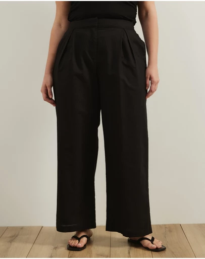 Atmos&Here Curvy - Clara Cotton Linen Tailored Pants