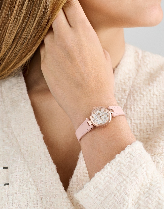 Ted Baker - Jolyye 24mm Rose Gold-Tone Case with White Dial and Pink Leather Strap