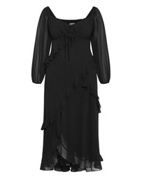 City Chic - Plus size Shayla Long Sleeve Maxi Dress - black