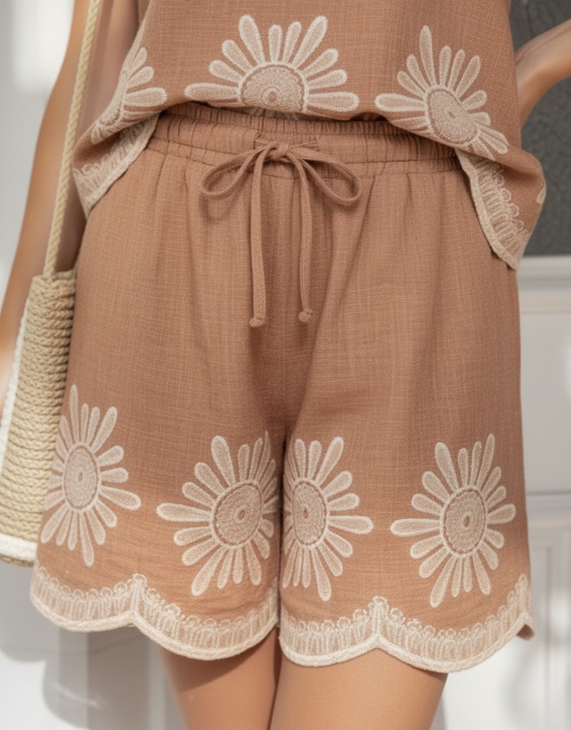 Esther & Co - Zendie Shorts - Mocha Print