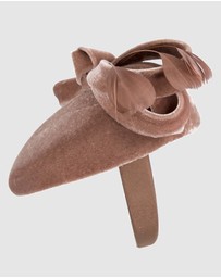 Max Alexander - Velvet Taupe Winter Pillbox Fascinator