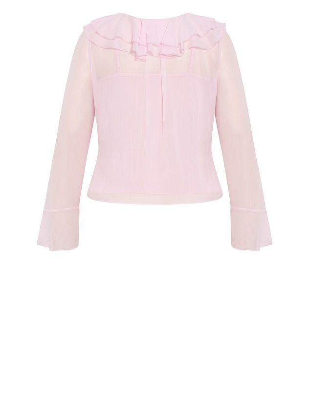 City Chic - Plus size Luscious Sheer Ruffles Top - pout
