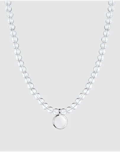 Elli Jewelry - Rock Crystal Beaded Disc Necklace in 925 Silver