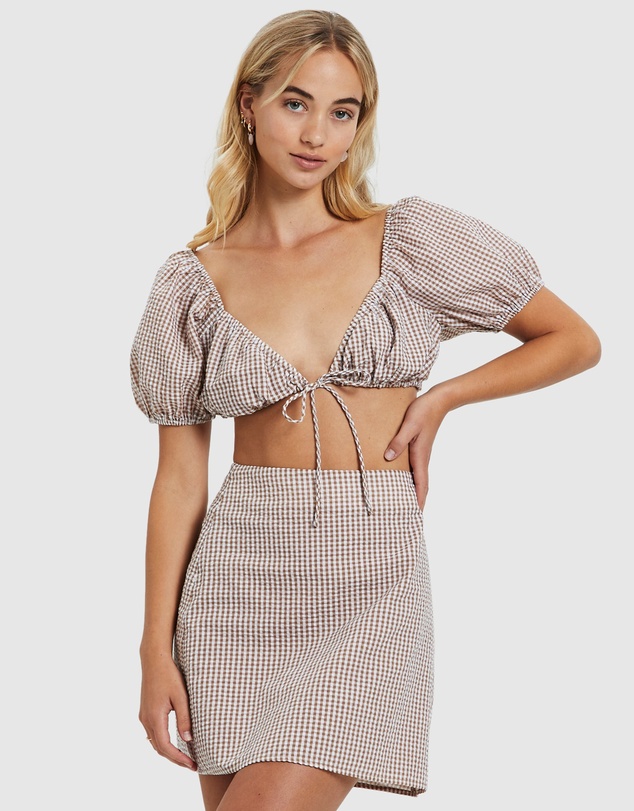 Subtitled - Coco Seersucker Check Crop Top
