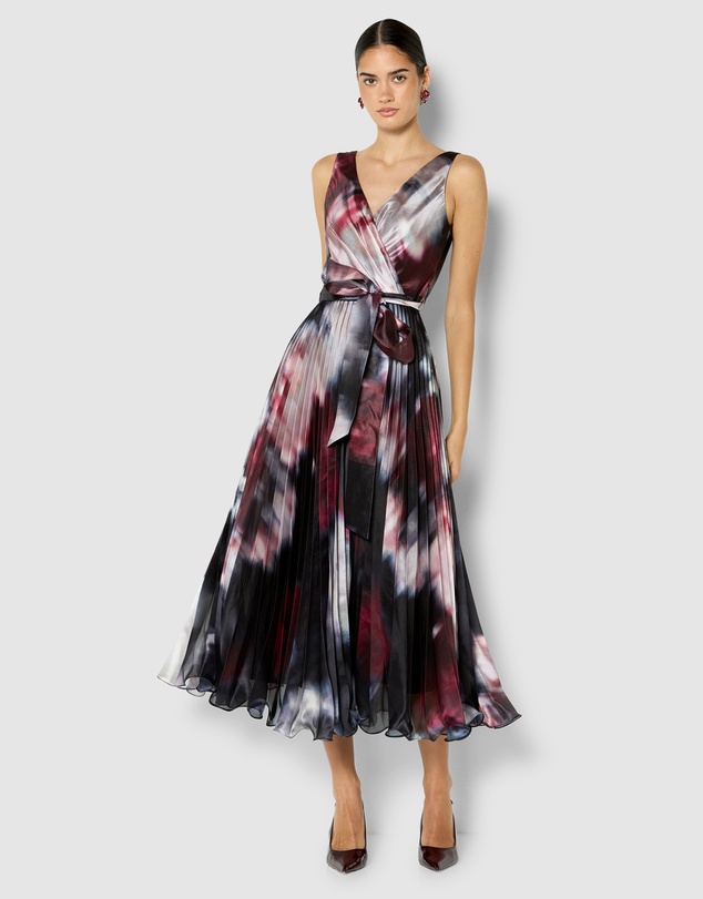 Montique - Ange Printed Pleat Cocktail Dress