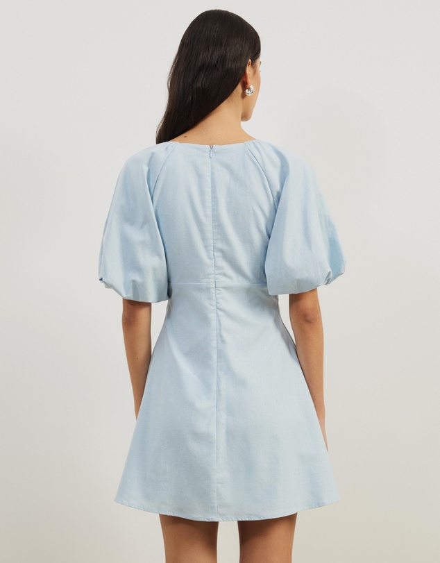 Atmos&Here - Kelly Linen Blend Puff Sleeve Mini Dress