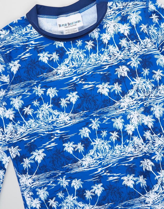 Bluesalt Beachwear - Hawaiian Palms Long Sleeve Rash Top and Matching Jammer Pant Set
