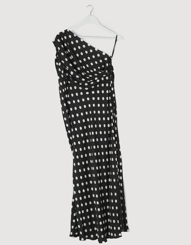 Revibe - Repaired BY JOHNNY. Dove Drape Polka Ankle Dress - AU 8