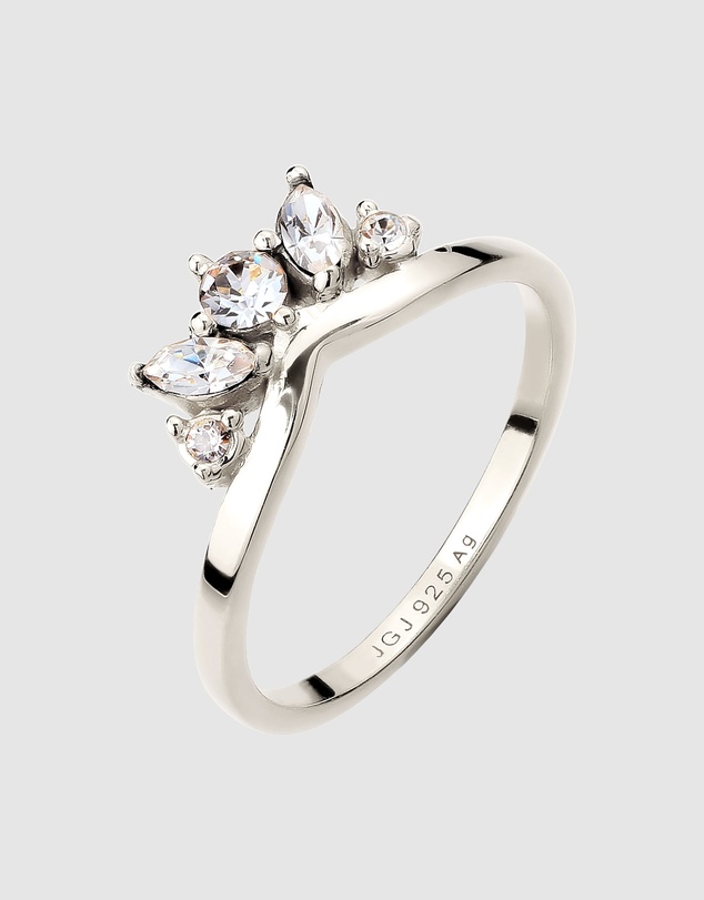 Elli Jewelry - Swarovski® Crystal Crown Ring in 925 Silver