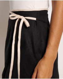 AERE - Contrast Trim Linen Wrap Skirt