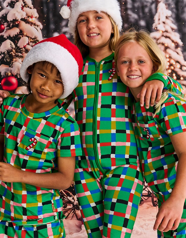 Kip&Co - Christmas Organic Cotton Short Sleeve Tee & Shorts Pyjama Set - Teens