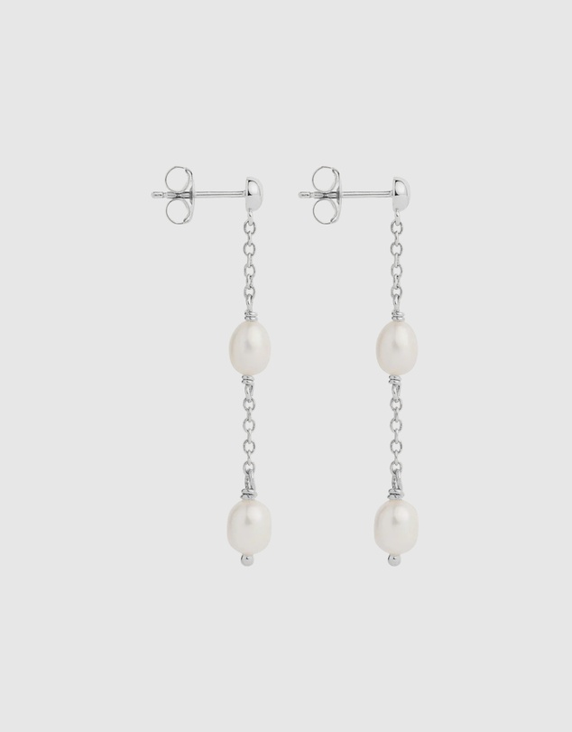 Najo - Tidal Whisper Silver Double Pearl Earring