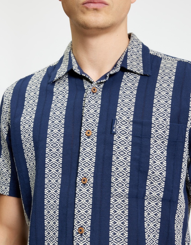 Ben Sherman - Block Geo Jacquard Stripe Short Sleeve Shirt
