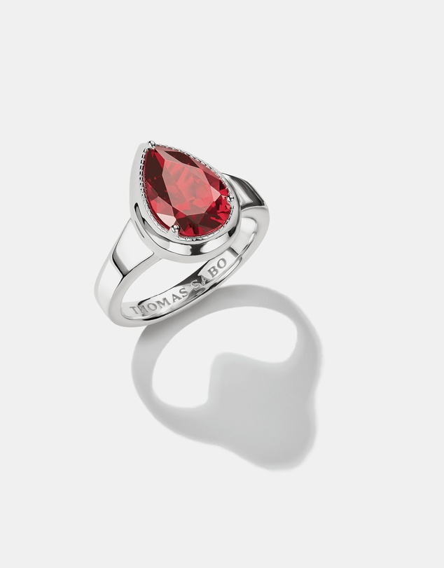 THOMAS SABO - THOMAS SABO Ring with Red Teardrop Zirconia Stone Silver