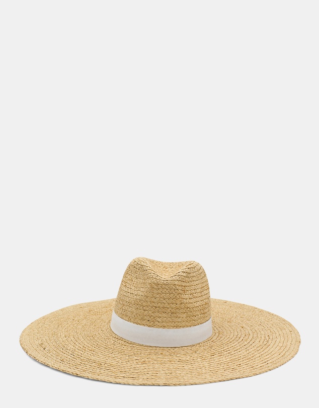 Morgan & Taylor - Camden Braided Raffia Wide-Brim Fedora in Natural Beige