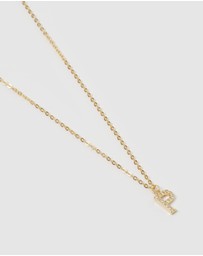 Izoa - Crystal Letter P Necklace Gold