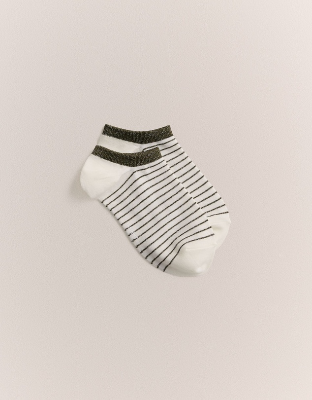 Trenery - Metallic Stripe Low Cut Sock in Khaki