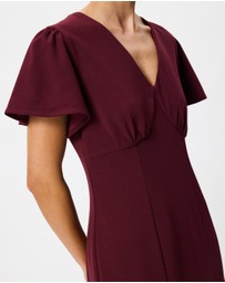 Tussah - Isabella Flutter Sleeve Crepe Midi Dress