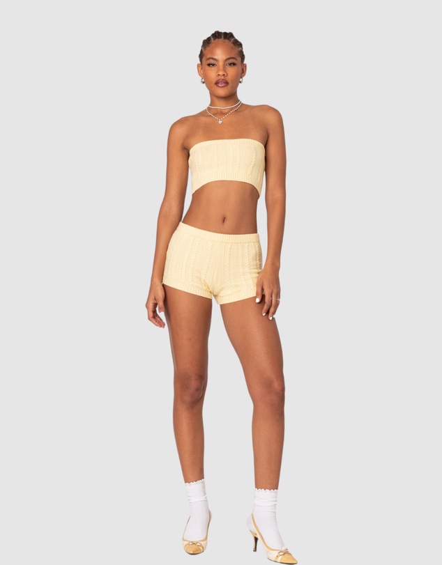 EDIKTED - Raegan Cable Knit Shorts