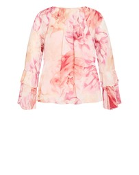 City Chic - Ruffle Glam Print Top