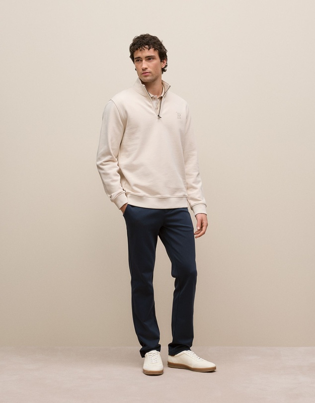 Trenery - Mercerised Cotton Tipped Polo in Fawn