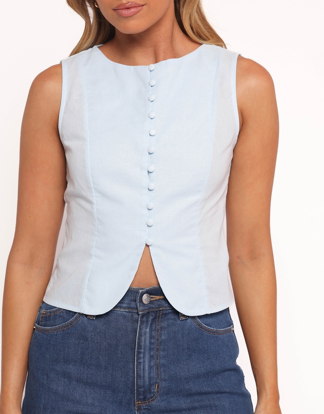 Petal & Pup - Daniella Linen Vest - Light Blue
