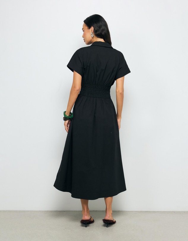 AERE - Carmine Shirred Waist Shirt Dress