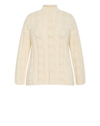City Chic - Plus size Iris Cable Jumper - cream