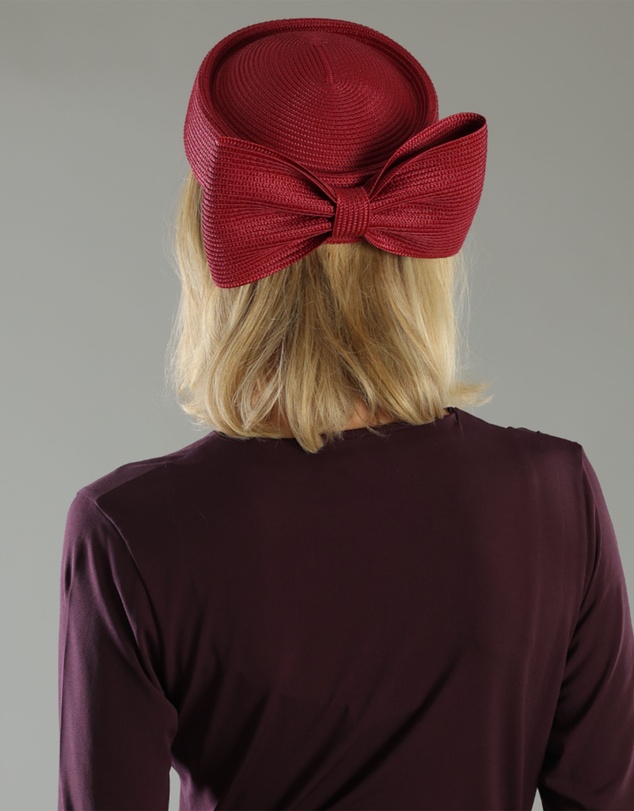 Morgan & Taylor - Tara Racewear Pillbox Hat in Burgundy Red