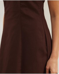 Atmos&Here - Oralie One Shoulder Linen Blend Midi Dress