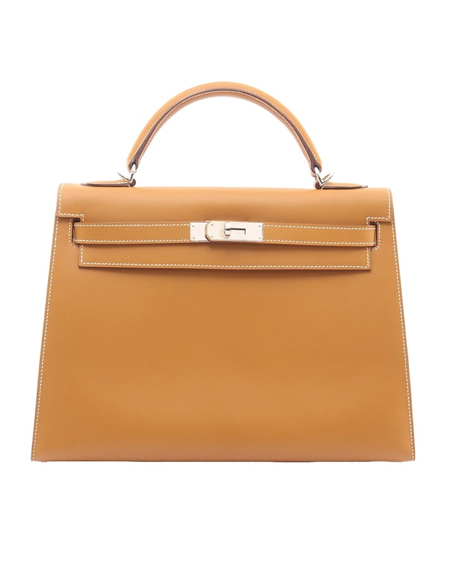 Hermes - Pre-Loved HERMES Kelly 32 Handbag Chamonix leather leather Chamonix leather Brown Natural Used Women