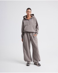 Upstate - Plush Cropped Half Zip Hoodie - Cinder