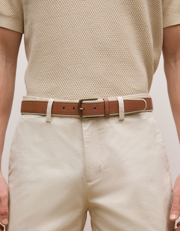Trenery - Roan Leather Canvas Belt in Dark Camel