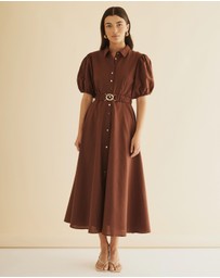 Atmos&Here - Kirrie Linen Blend Belted Midi Dress