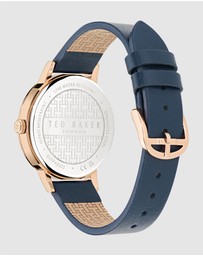 Ted Baker - Phylipa Rose Gold-Tone Printed Blue Leather Watch