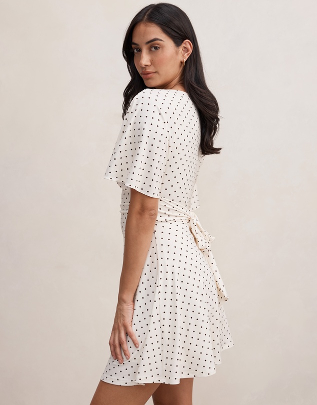 Forever New - Cora Flutter Sleeves Tie Mini Dress