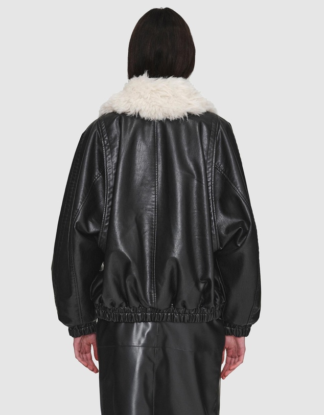 Source Unknown - Rioni Faux-Fur Collar Bomber Jacket