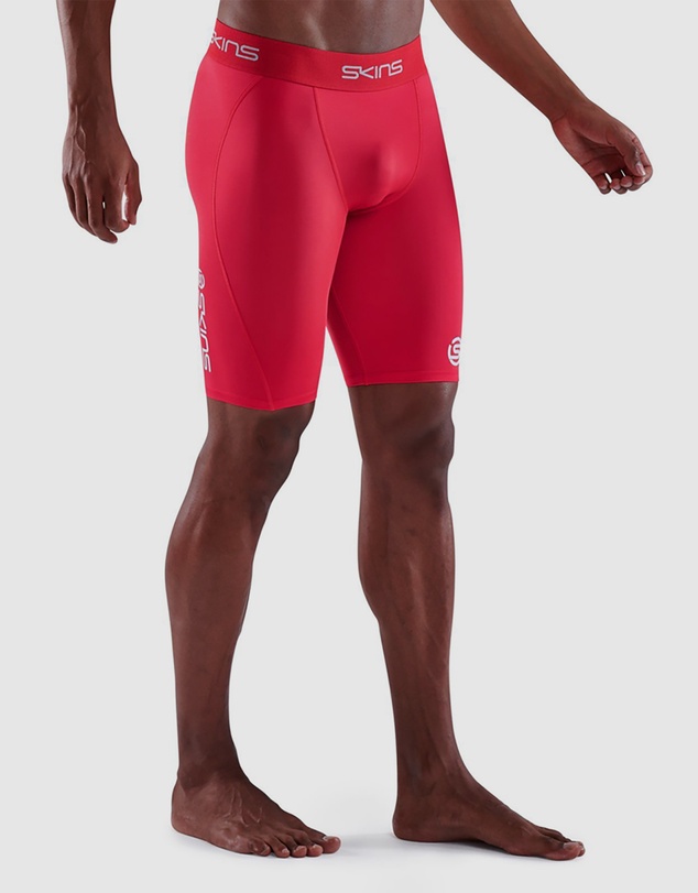 SKINS - SKINS Compression Men's Series-1 Running/Gym Half Tight Activewear Red