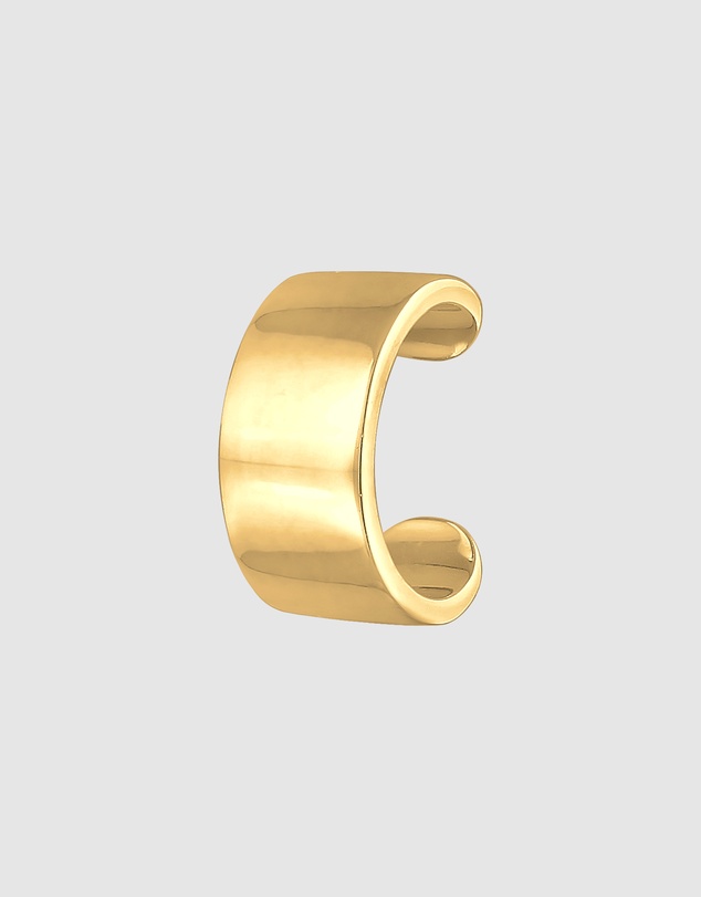 Kuzzoi - ICONIC EXCLUSIVE - Earrings Men Single Earcuff Basic Trend in 925 Sterling Silver Gold Plated