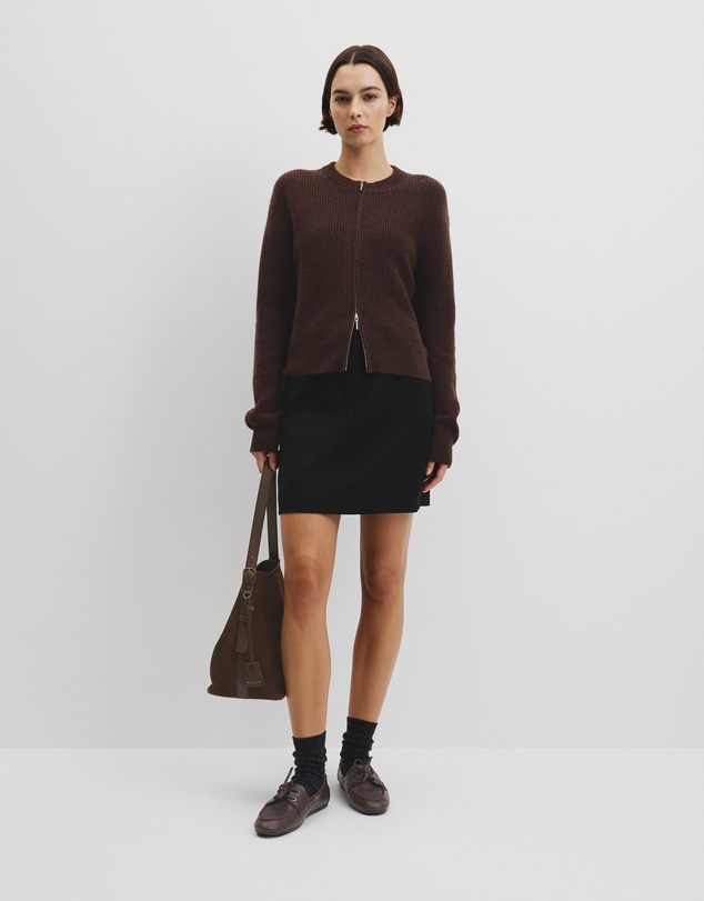 Country Road - Australian Cotton Wool Blend Zip Through Knit Cardigan