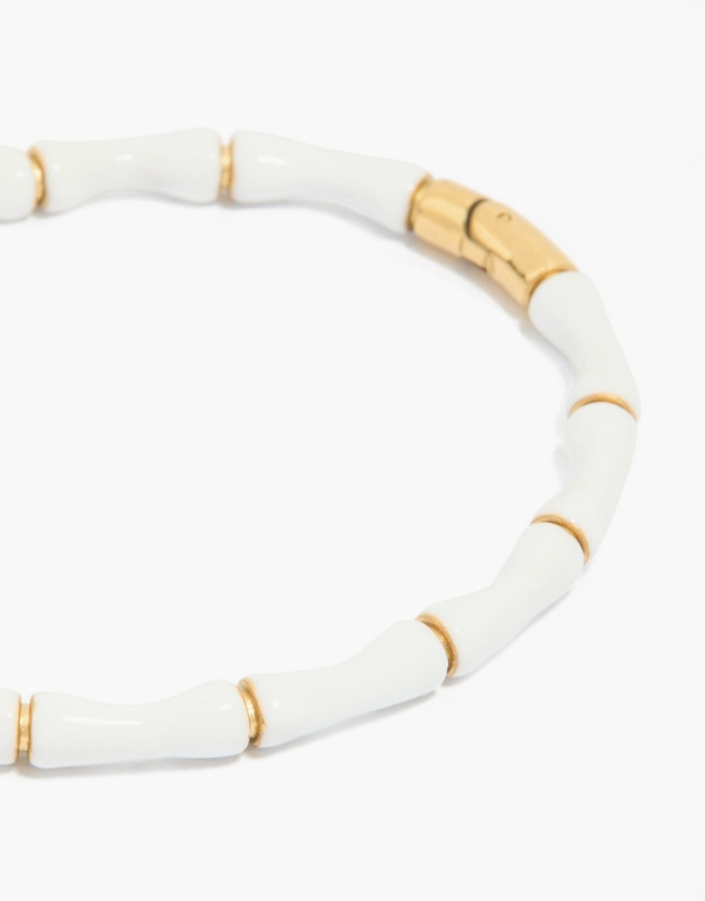 Lovisa - Waterproof Gold Plated Stainless Steel White Enamel Bamboo Bangle