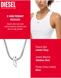 Diesel - D Logo Silver Necklace