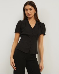 Atmos&Here - Meadow V-Neck Ruffle Blouse