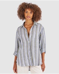 CAMIXA - Poppy Oversized Striped Linen Shirt