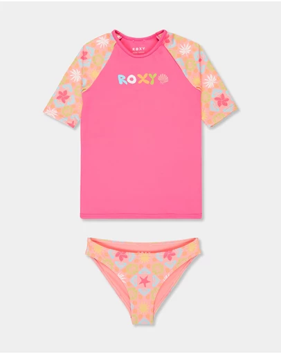 Roxy - Girls 2 to 7 Check TW Lycra Set Rash Vest
