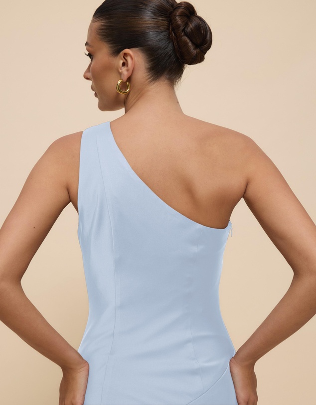 CHANCERY - Hallie Satin One Shoulder Drape Maxi Dress