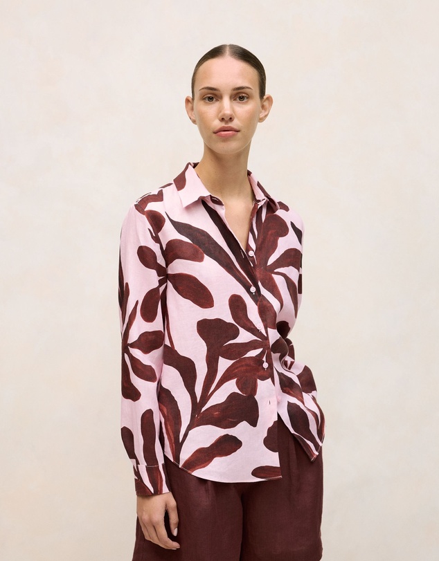 Trenery - Wakame Linen Long Sleeve Shirt in Light Pink